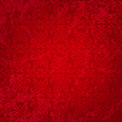 Seamless floral pattern on a red background. Grungy effect.