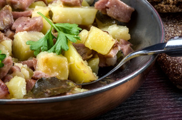 Fried potato with meat