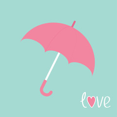 Pink umbrella. Love card.
