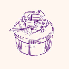 Vintage gift box vector illustration  sketch