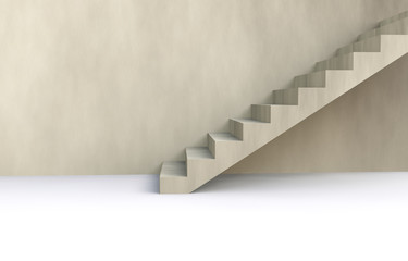 3D concrete wall and stairs