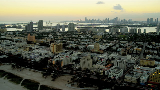 Aerial view Art Deco Hotels Miami South Beach