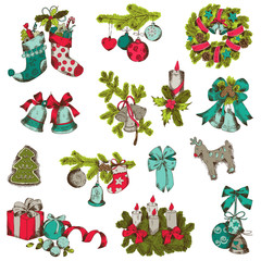 Set of Christmas Elements - for design and scrapbook - in vector