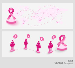 Global Breast cancer awareness concept web banners set EPS10 fil