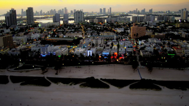 Aerial view Art Deco Hotels Miami South Beach