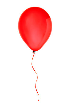 red happy air flying balloon isolated on white