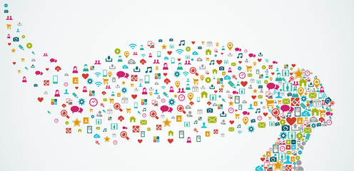 Human head shape social media icons composition. EPS10 file.