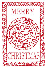 Obraz premium Red decorative greeting Christmas stamp