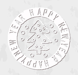 white New Year greeting stamp