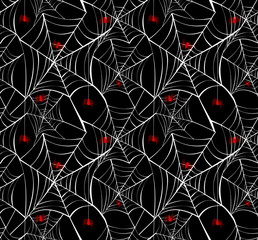Fototapeta premium Halloween spider webs seamless pattern background EPS10 file.