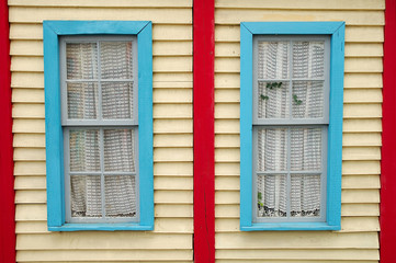 Wooden wall with windows