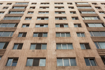 the facade of a building housing
