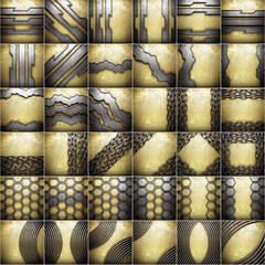 metal on wood background set