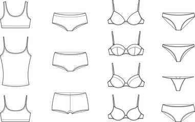 Vector illustration. Set of women's underwear