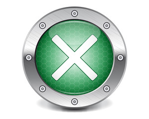 Negative internet button with green exagons