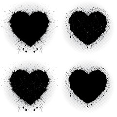 Set of black ink hearts.
