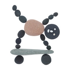 Comicfigur macht Zirkusnummer auf Skateboard