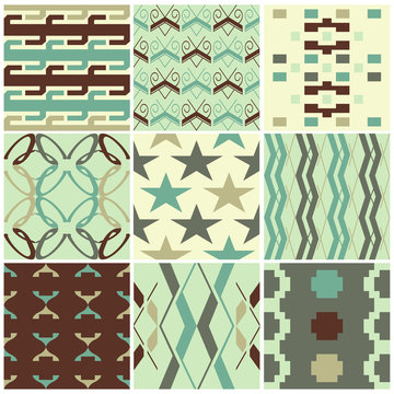 Retro different vector seamless patterns