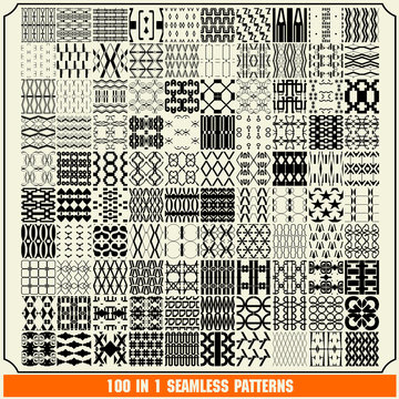 100 in 1 of Different vector seamless patterns