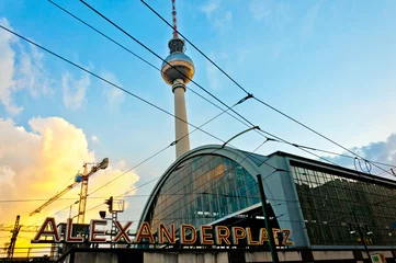 Fotobehang Television Tower at Alexanderplatz in Berlin © eddygaleotti