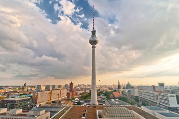 view over television tower and Berlin downtown