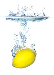 Juicy lemon and water splash