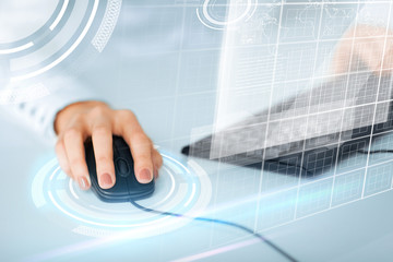 woman hands with keyboard and mouse