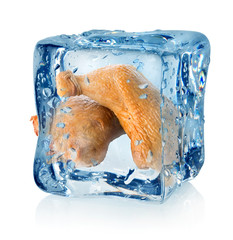 Smoked chicken legs in ice cube