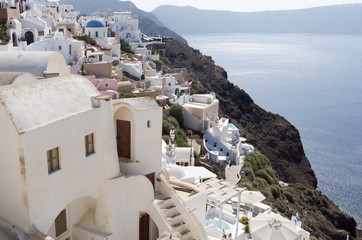 Oia village at Santorini  island in Greece.