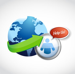 Naklejka premium help around the globe concept