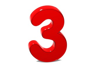 3D Set red number on white background