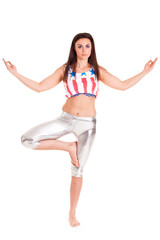 girl yoga on white background