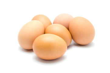Close up of an egg isolated on white background