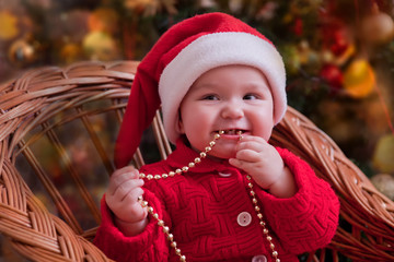 Baby girl in christmas wear