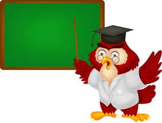 Owl teacher cartoon with board