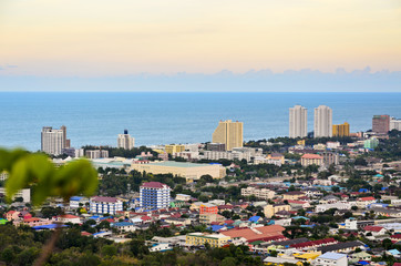 Beautiful high angle view Hua Hin city.