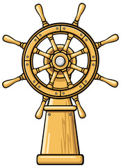 Captain's wheel cartoon illustration