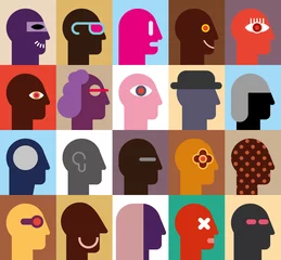 Foto op Plexiglas Pop art menselijke hoofden