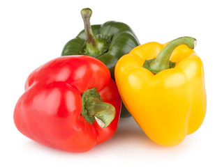 colorful bell peppers isolated on white background