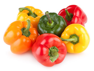 colorful bell peppers isolated on white background