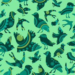 Seamless pattern with decorative bird silhouettes
