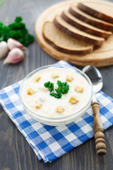 Bowl of cheese soup