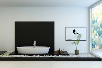 Modern black and white In-Floor Bathroom