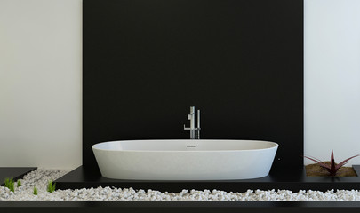 Obraz na płótnie Canvas Modern black and white In-Floor Bathroom