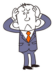 頭を抱える　ビジネスマン