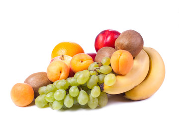 Collection fruits and vegetables isolated on a white background.