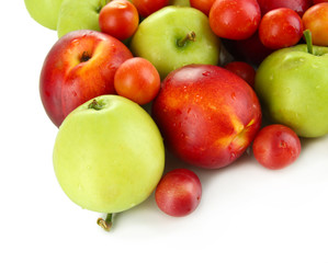 Assortment of juicy fruits, isolated on white