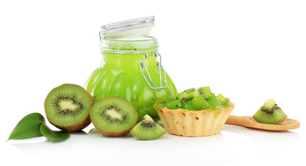 Tasty kiwi jam isolated on white