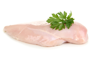 Raw chicken fillets isolated on white