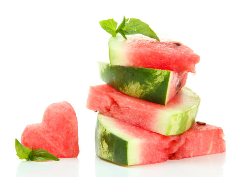 Fresh ripe watermelon isolated on white